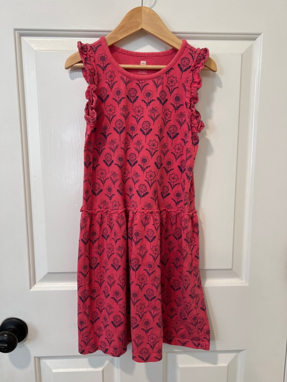 Tea Collection Pink Floral Ruffle Sleeve Knit Dress